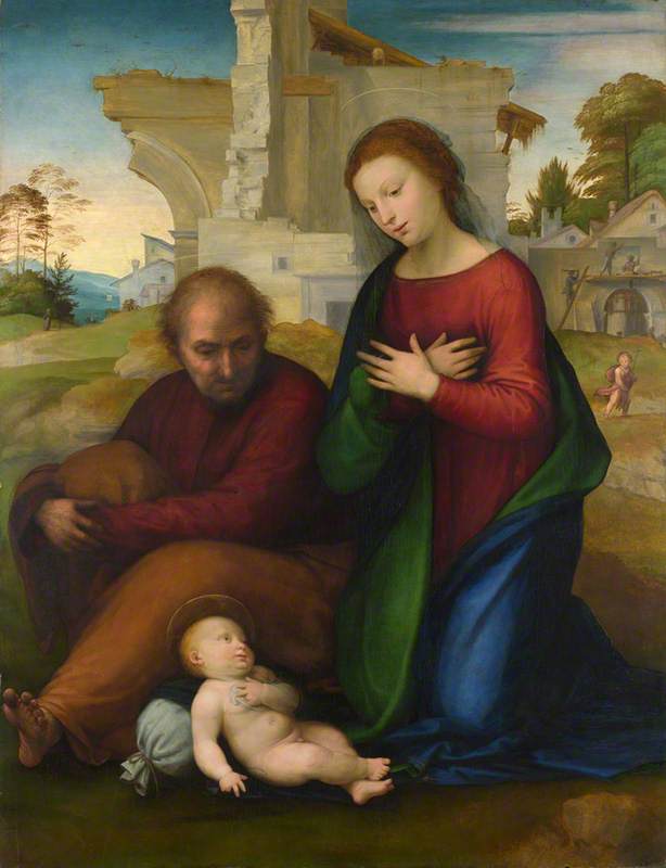 Die Jungfrau verehrend das Kind mit Heilig Joseph - Fra Bartolomeo