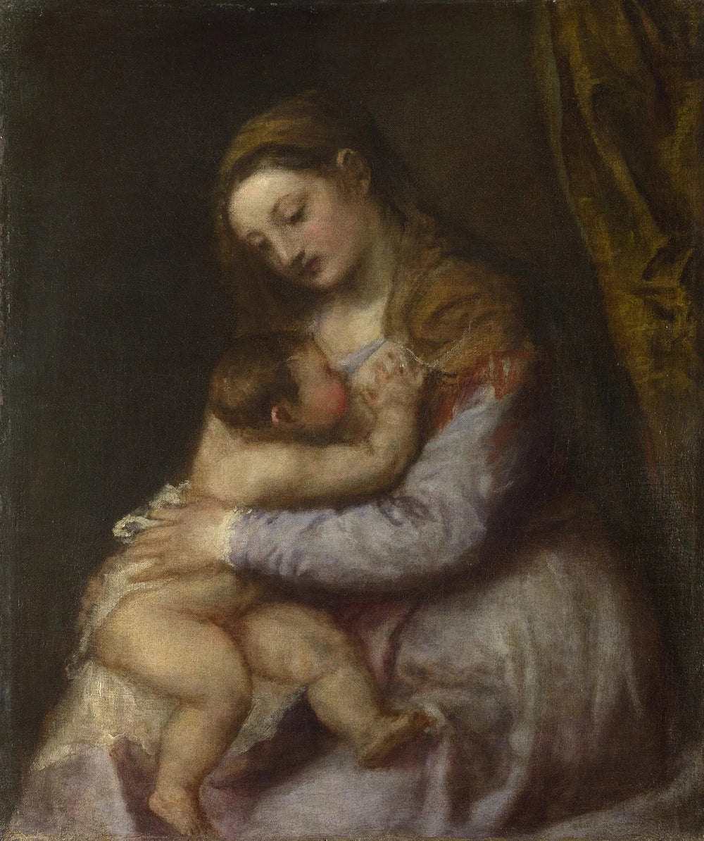 La Vierge allaitant l'Enfant Jésus - Titian image 1 tableau peint à l’huile sur toile