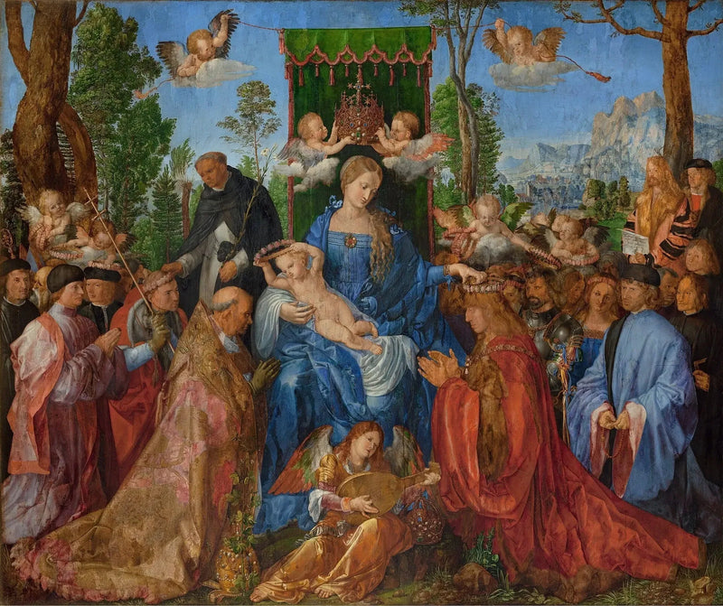 Die Jungfrau des Rosenkranzfestes - Albrecht Dürer
