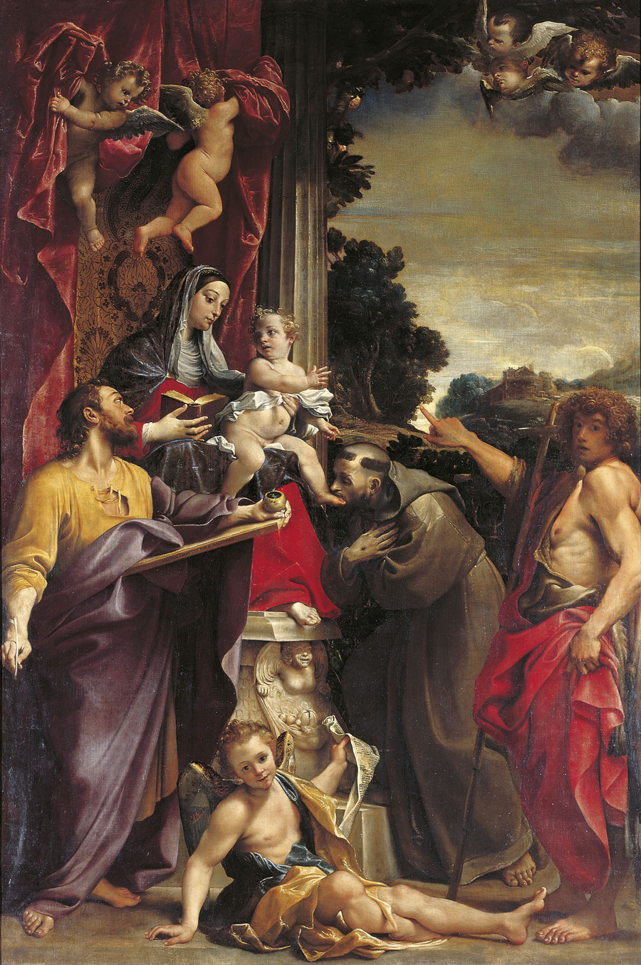 Die Jungfrau auf dem Thron mit dem heiligen Matthäus - Annibale Carracci