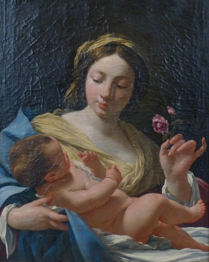 Die Jungfrau und das Kind mit Rose - Simon Vouet
