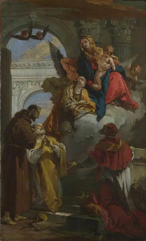 Die Jungfrau und das Kind, die einer Gruppe von Heiligen erscheinen - Giovanni Battista Tiepolo