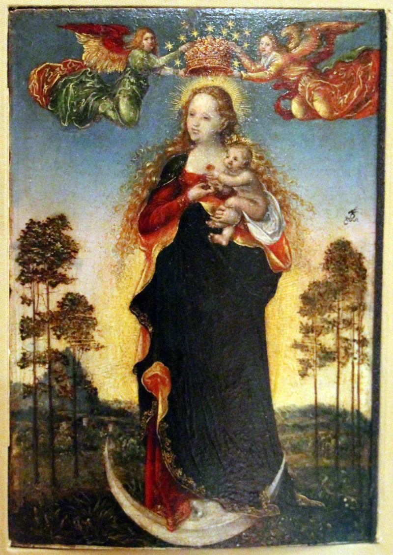 Die Jungfrau und das Kind mit zwei Engeln - Lucas Cranach der Ältere
