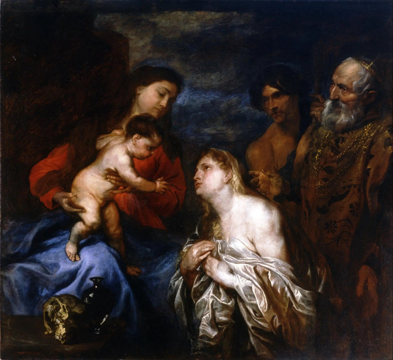 Die Jungfrau und das Kind mit den drei reuigen Sündern, Maria Magdalena, König David und dem verlorenen Sohn - Antoine van Dyck