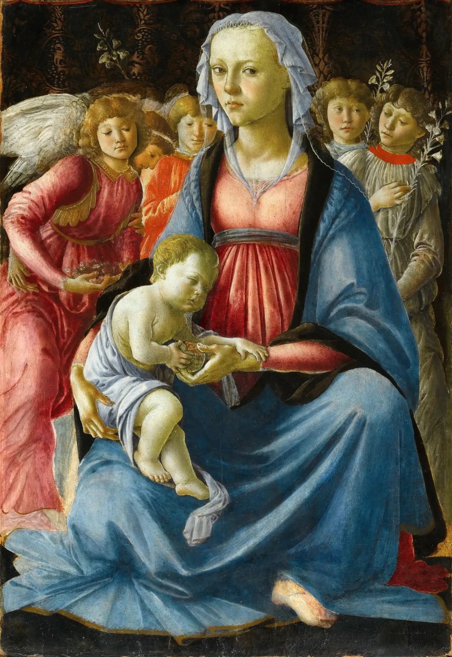 Die Jungfrau und das Kind umgeben von fünf Engeln - Sandro Botticelli