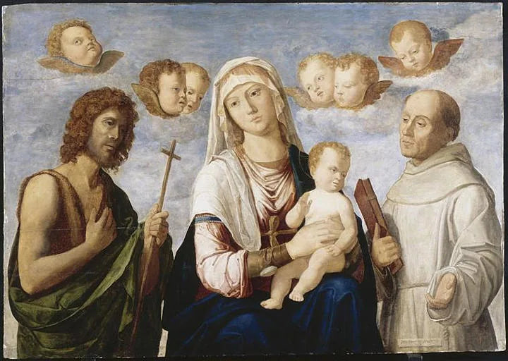 Die Jungfrau und das Kind zwischen Johannes dem Täufer und Franziskus - Cima da Conegliano