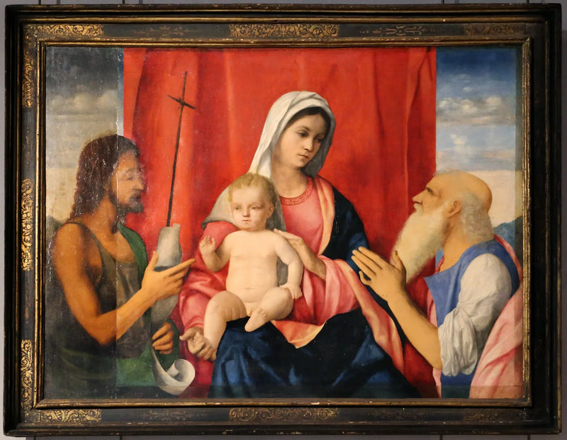 Die Jungfrau und das Kind zwischen Johannes dem Täufer und Hieronymus - Giovanni Bellini