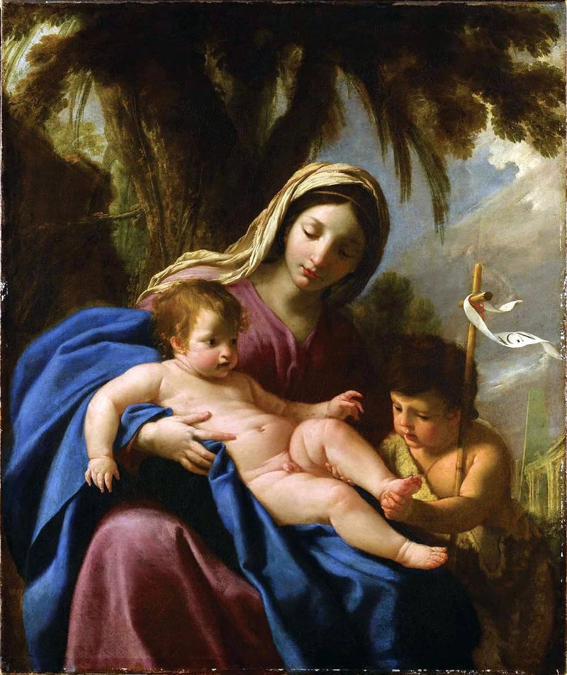Die Jungfrau und das Jesuskind mit Johannes dem Täufer - Eustache Le Sueur