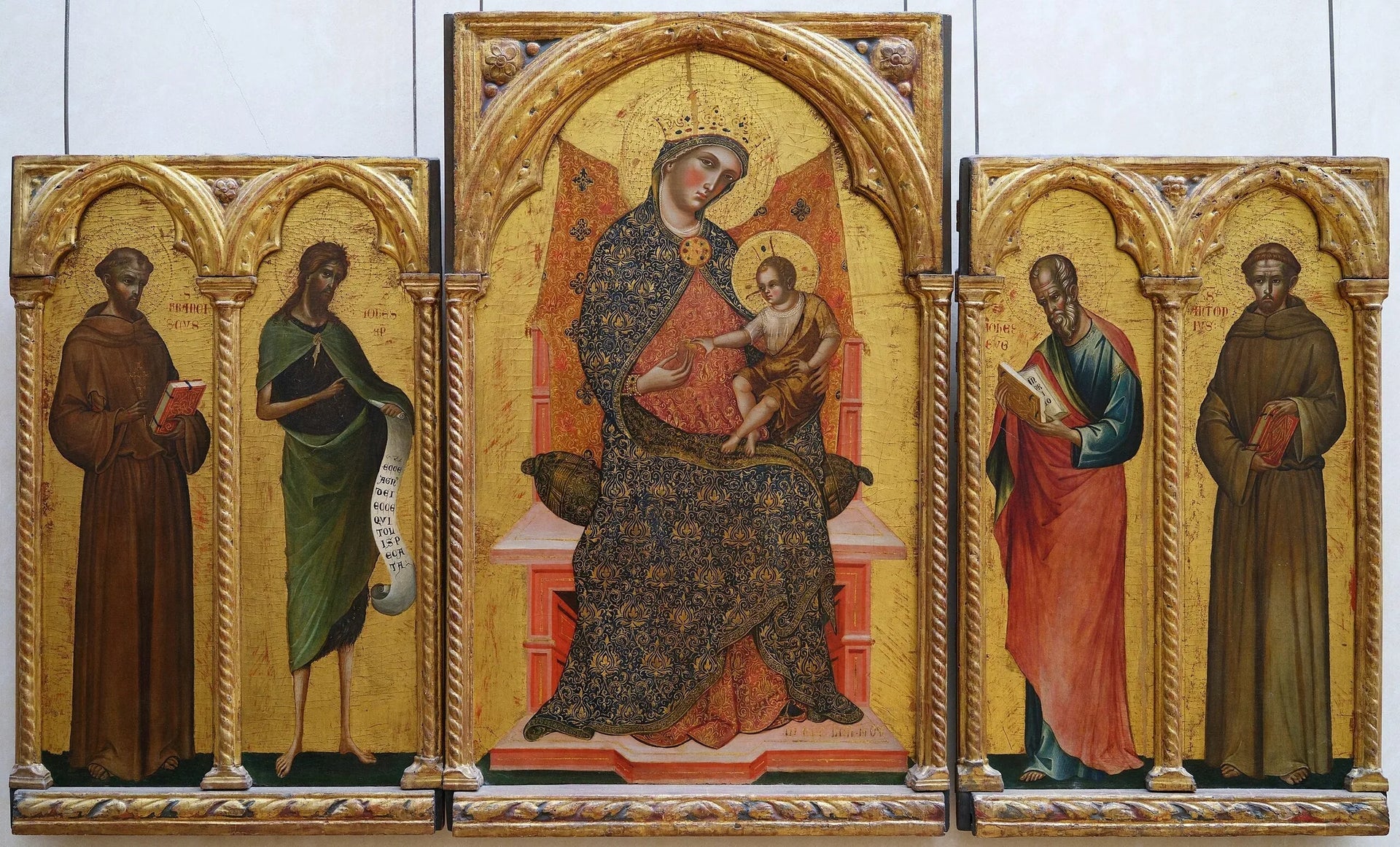 La Vierge et l'Enfant, Saints François d'Assise, Jean Baptiste, Jean l'Evangéliste et Antoine de Padoue - Paolo Veneziano image 1 reproduction réalisée par Alpha Reproduction