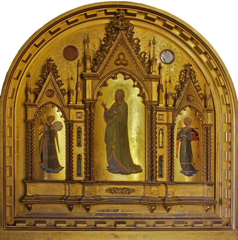 Die Jungfrau, flankiert von musizierenden Engeln - Fra Angelico