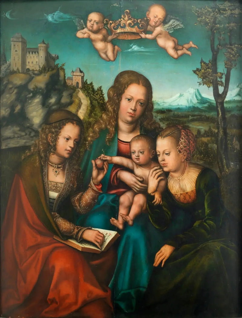Die Jungfrau flankiert von zwei Heiligen - Lucas Cranach der Ältere