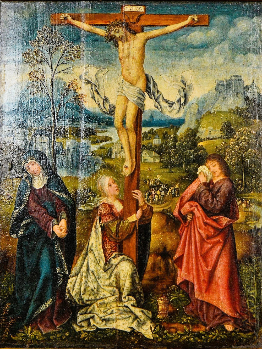 La Vierge, Marie Madeleine et saint Jean au pied de la Croix - Quentin Metsys image 1 copie de tableau peinte à la main