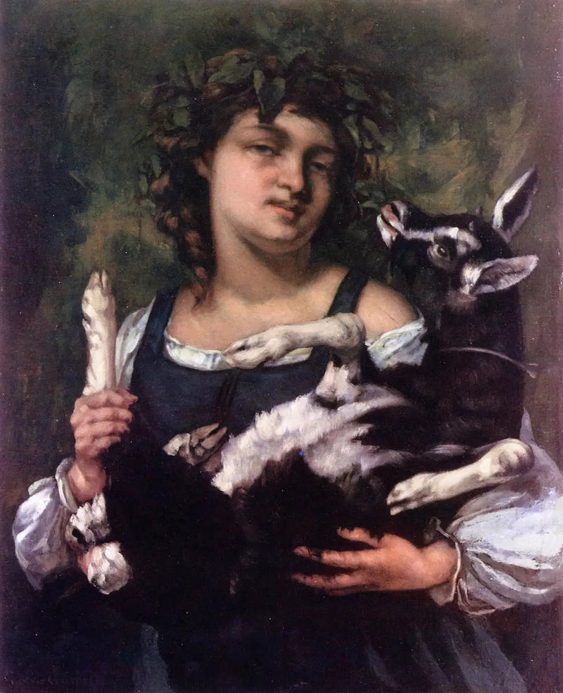 Die Dorfbewohnerin mit Zicklein - Gustave Courbet