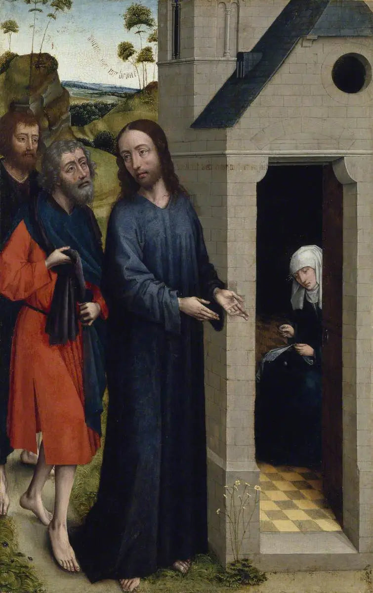 Die Berufung von André und Simon Petrus (wahrscheinlich ein Flügel eines Altarretabels) - Rogier van der Weyden