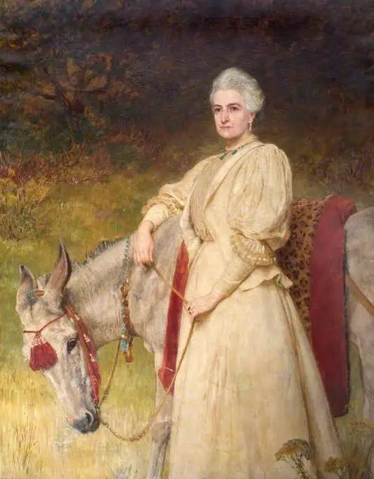 Lady Harriet Sarah Wantage (1837–1920) mit ihrem ägyptischen Esel - Briton Rivière