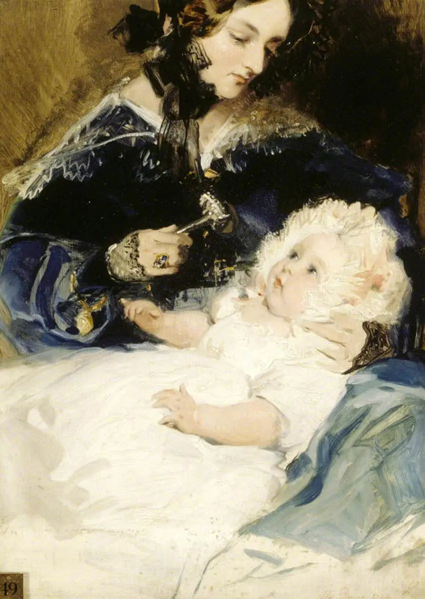 Lady Louisa Jane Russell, Herzogin von Abercorn (1812-1905) mit ihrer Tochter Lady Harriet Georgiana Louisa Hamilton, später Countess of Lichfield (1834-1913) - Edwin Henry Landseer