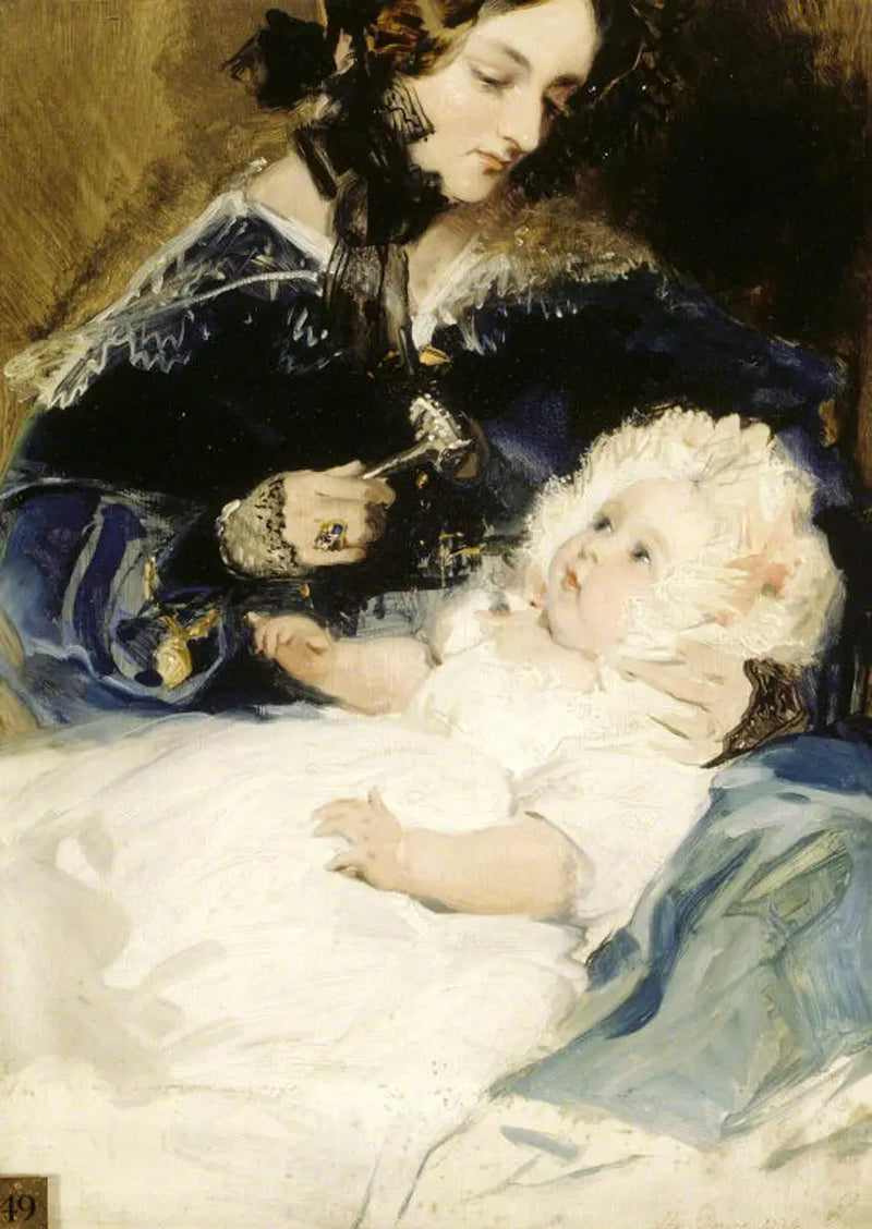 Lady Louisa Jane Russell, Herzogin von Abercorn (1812-1905) mit ihrer Tochter Lady Harriet Georgiana Louisa Hamilton, später Countess of Lichfield (1834-1913) - Edwin Henry Landseer