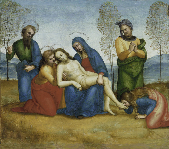 Klage über den toten Christus, Predella des Colonna-Altarbildes, ca. 1503-1505 - Raphaël