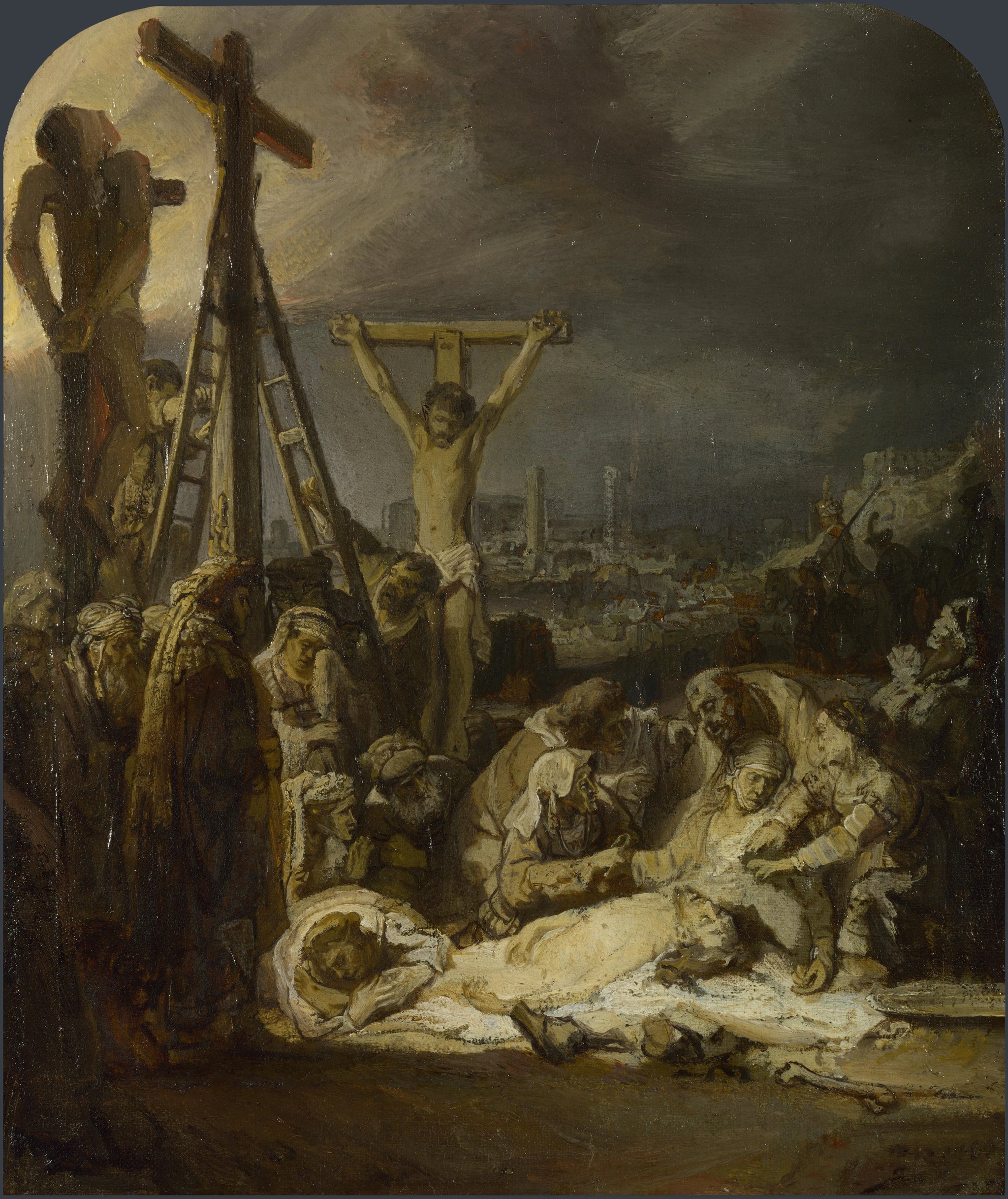 La Lamentation sur le Christ mort — Rembrandt, vers 1635, National Gallery de Londres