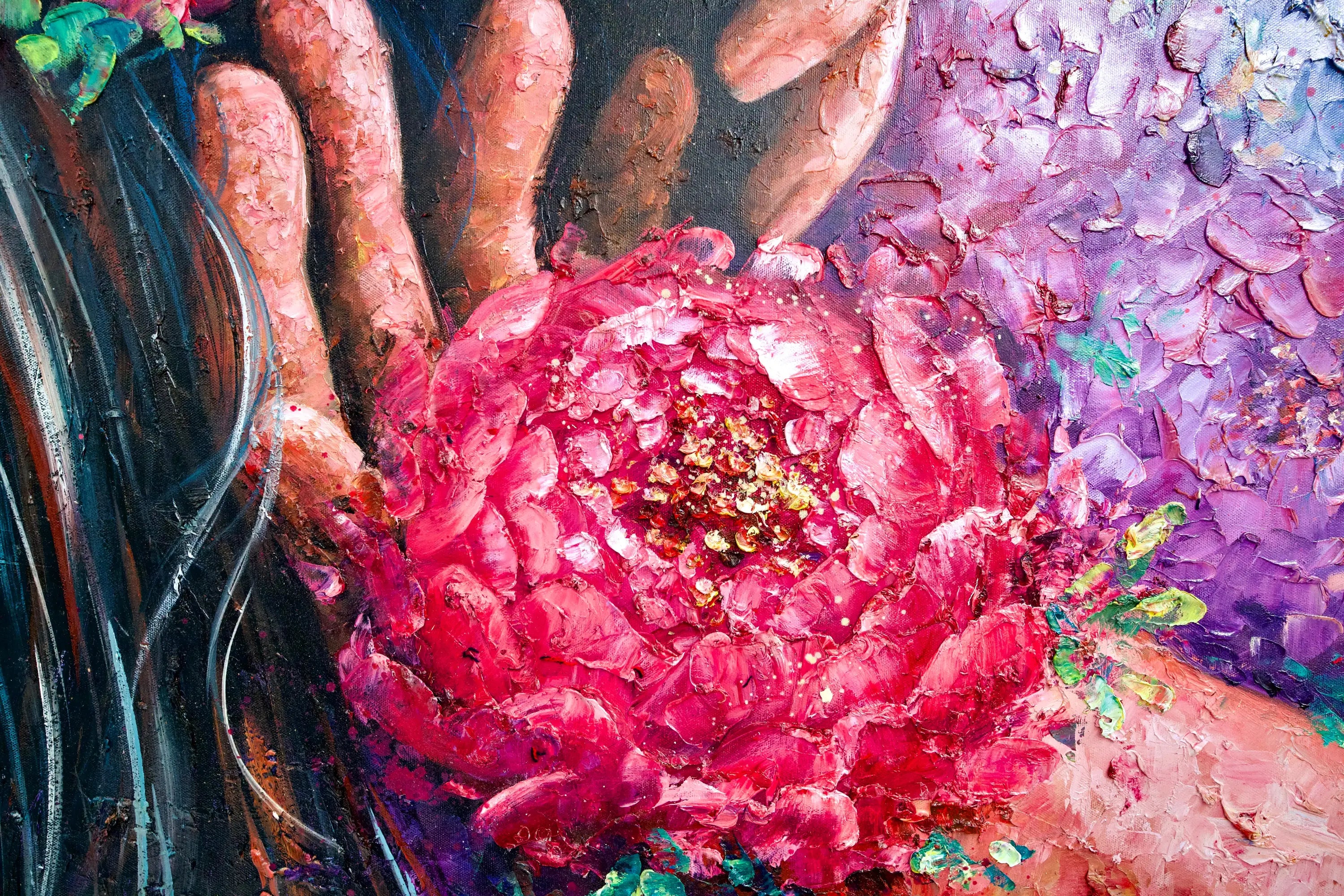 L’amour en Fleurs | 200 x 200 cm Reproductions de tableaux à la peinture à l’huile