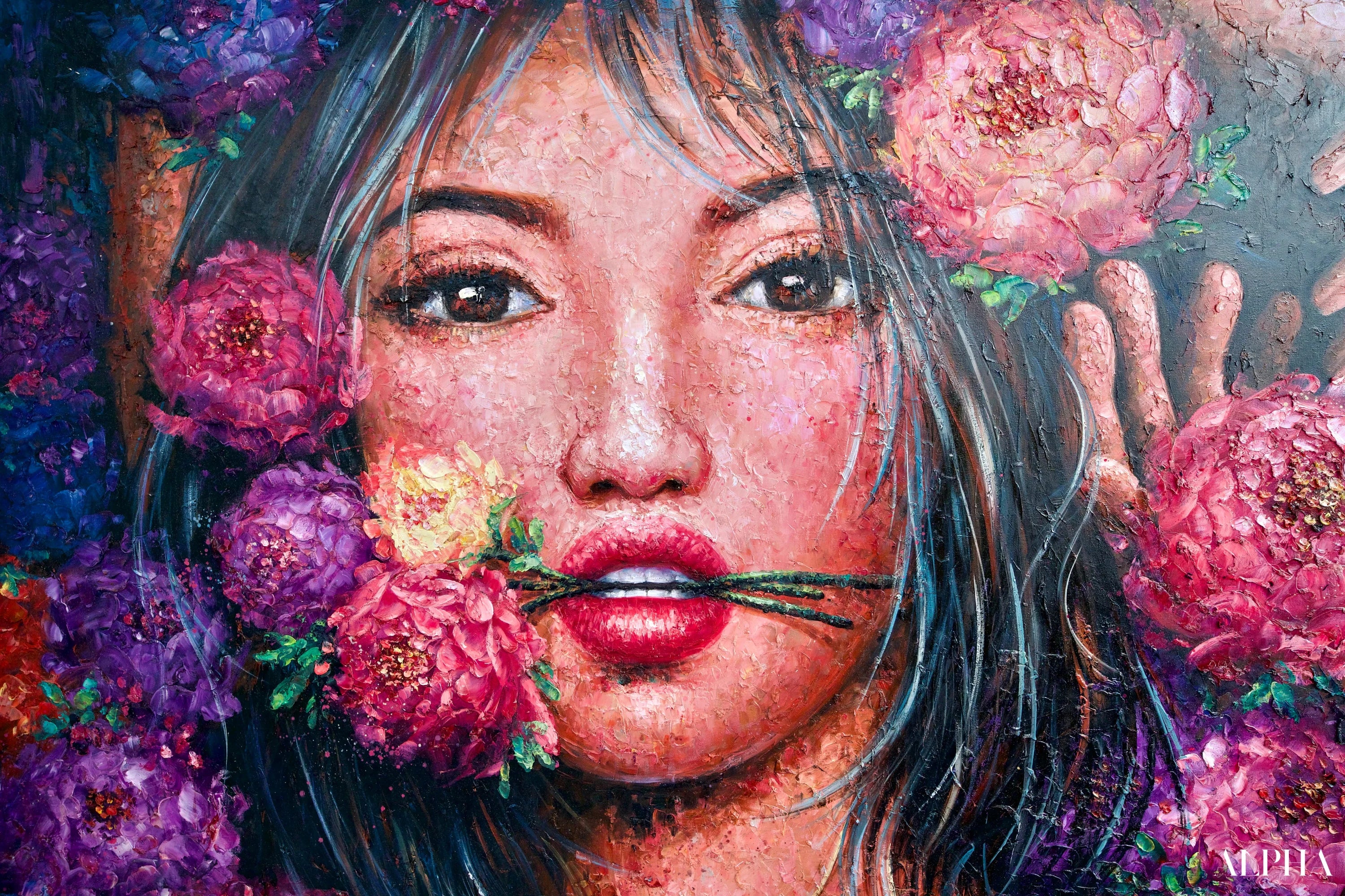 L’amour en Fleurs | 200 x 200 cm Reproductions de tableaux à la peinture à l’huile