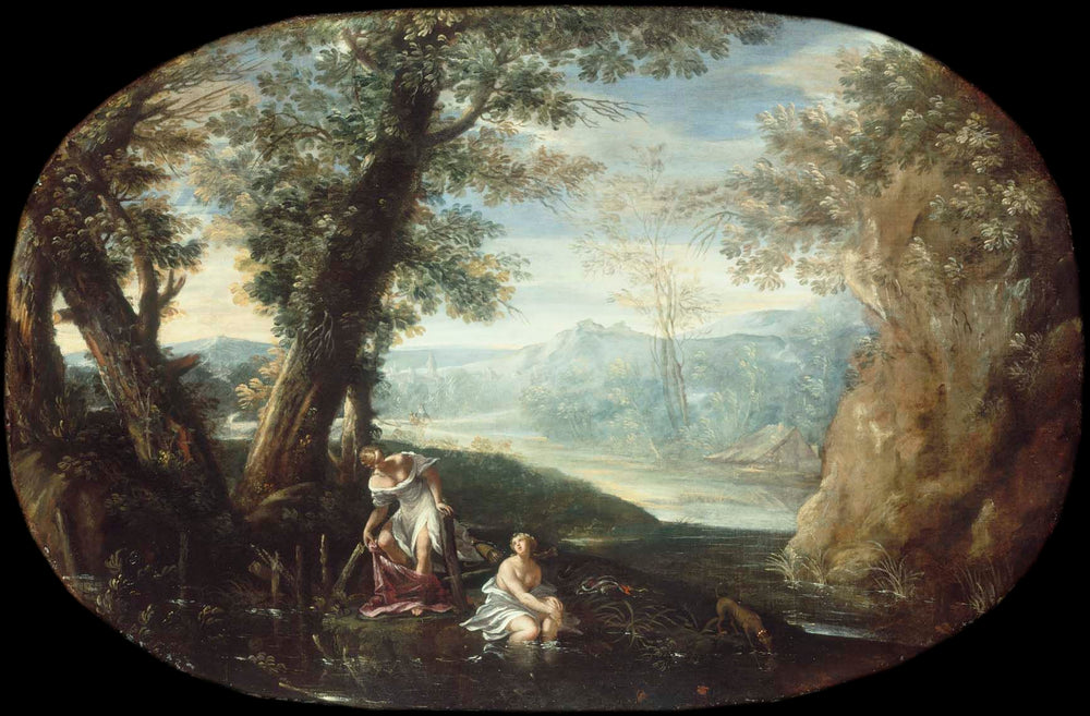 Landschaft mit badenden Frauen - Annibale Carracci image 1 reproduction de peinture à l’huile