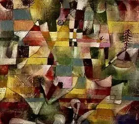 Landschaft mit gelbem Kirchturm - Paul Klee image 1 reproduction d’œuvre d’art à l’huile