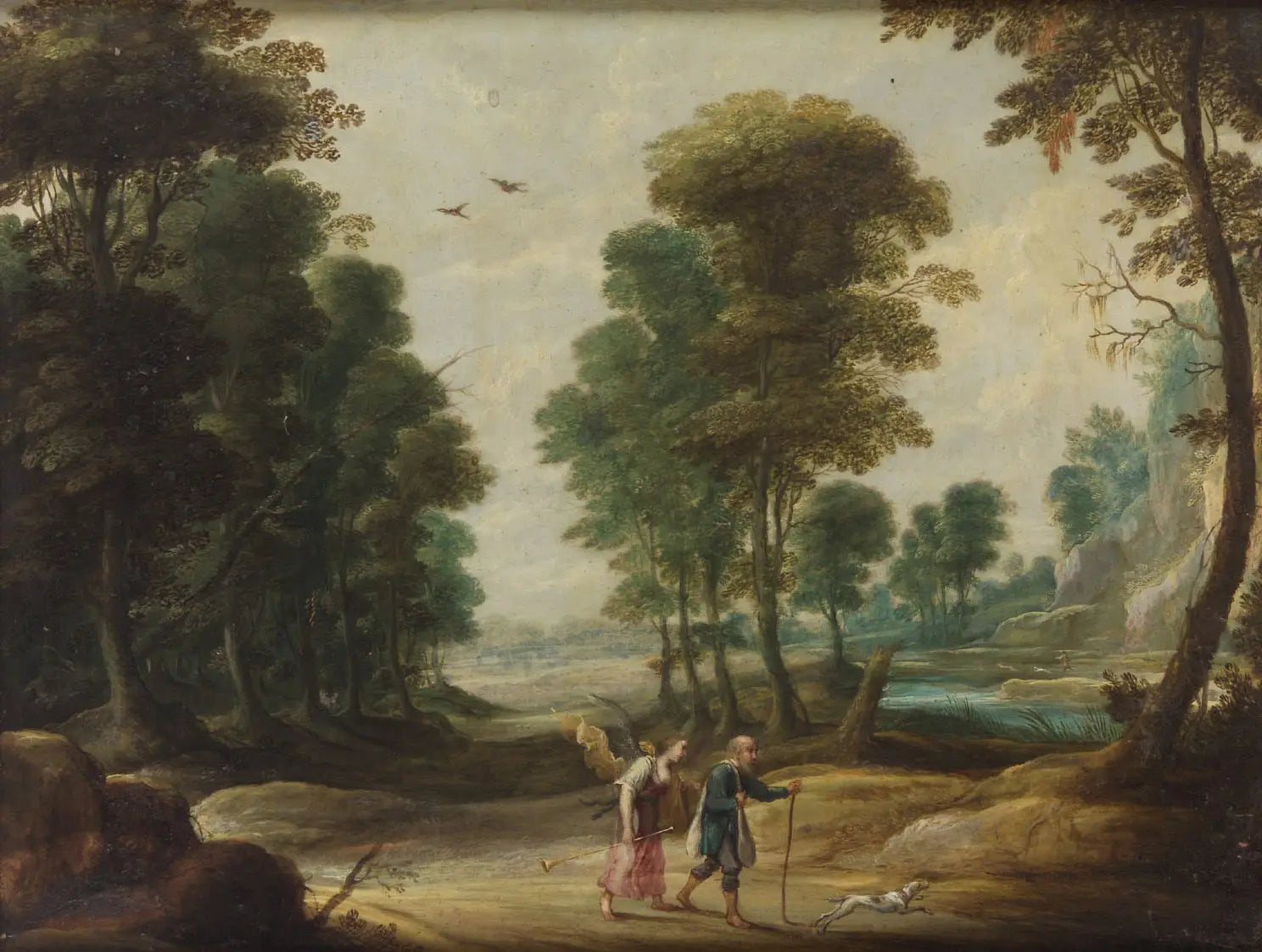 Landschaft mit wanderndem Dichter und Fama - David Teniers le Jeune image 1 reproduction artisanale de tableau