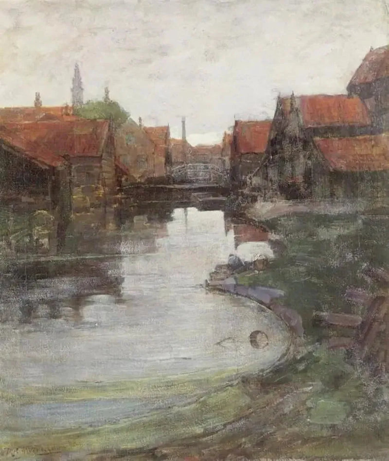 Lange Bleekerssloot mit dem Westkirchturm - Piet Mondrian