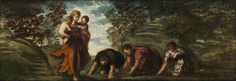 Latone, die die lydischen Bauern in Frösche verwandelt - Jacopo Tintoretto