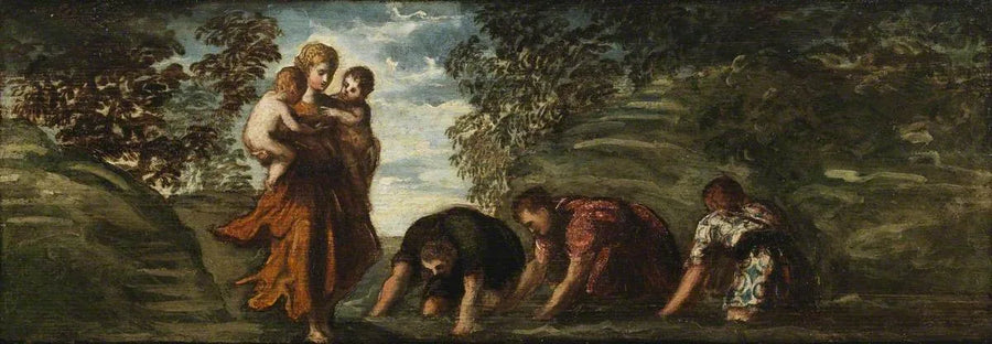 Latone, die die lydischen Bauern in Frösche verwandelt - Jacopo Tintoretto