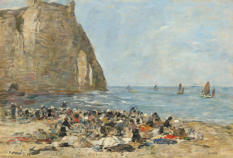 Waschfrauen am Strand von Étretat - Eugène Boudin