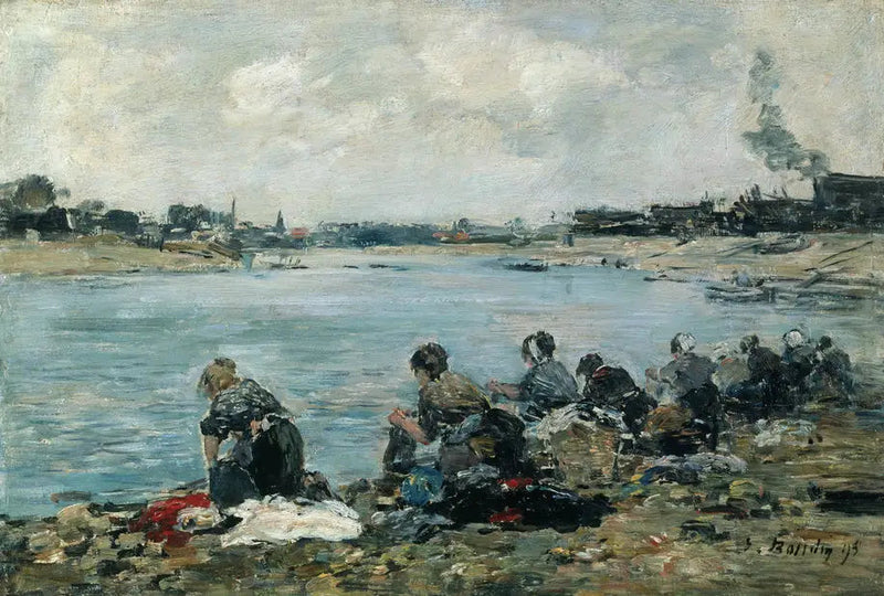 Waschmaschinen am Ufer der Touques - Eugène Boudin