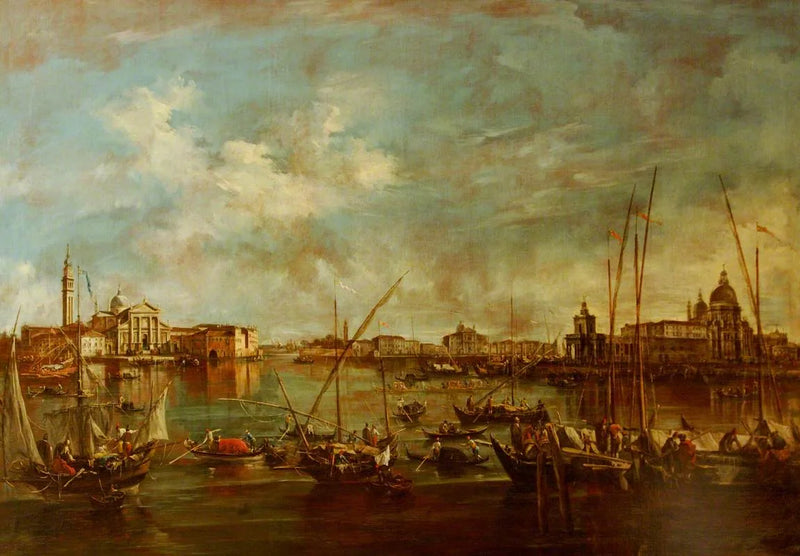 Das Becken von San Marco mit den Kirchen von San Giorgio Maggiore und Santa Maria della Salute, Venedig - Francesco Guardi