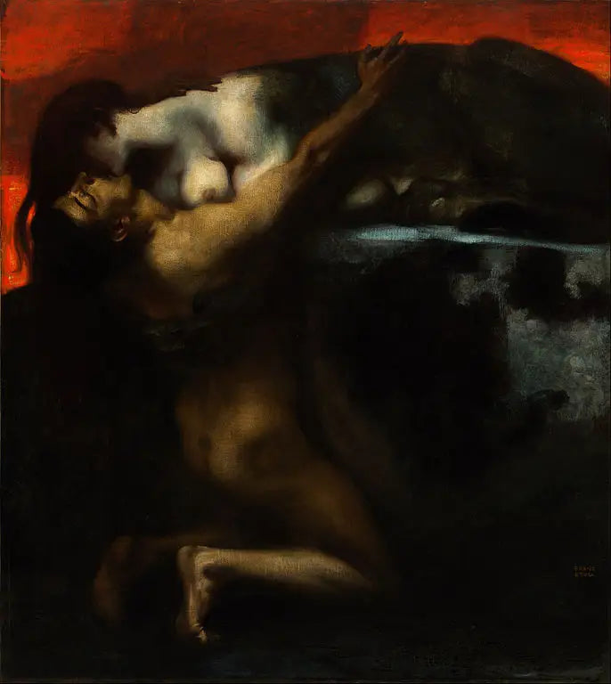 Reproduction du tableau « Le Baiser du Sphinx - Franz Von Stuck » par Alpha Reproduction en peinture à l’huile