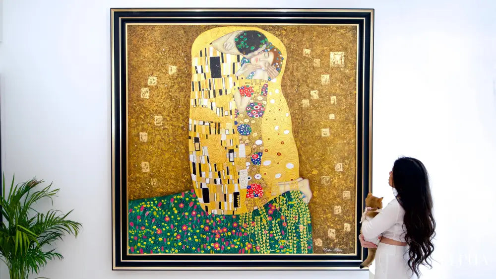 Le Baiser Réimaginé par Master Apollon | 200 x 200 cm Reproductions de tableaux à la peinture à l’huile