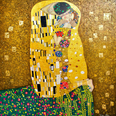 Le Baiser Réimaginé par Master Apollon | 200 x 200 cm Reproductions de tableaux à la peinture à l’huile