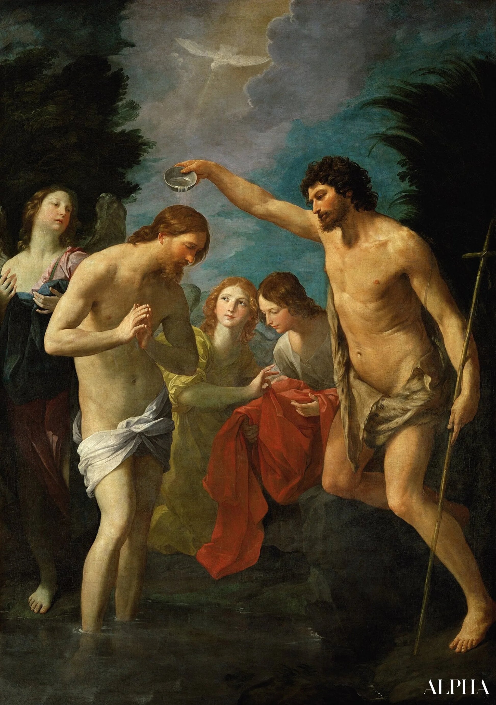 Le baptême du Christ - Guido Reni Reproductions de tableaux à la peinture à l’huile