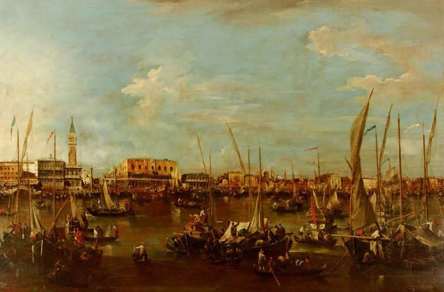 Der Becken von San Marco mit dem Molo und dem Dogenpalast, Venedig - Francesco Guardi