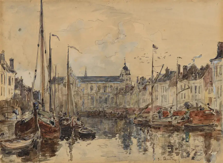 Le Bassin du commerce à Bruxelles - Eugène Boudin image 1 copie peinte à la main à l’huile