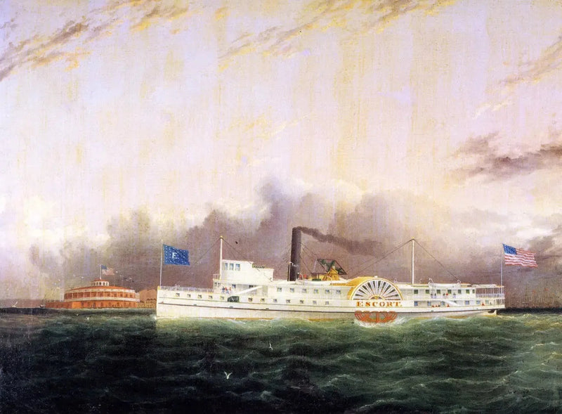 Das Dampfschiff „Escord“ vor der Batterie - James E. Buttersworth
