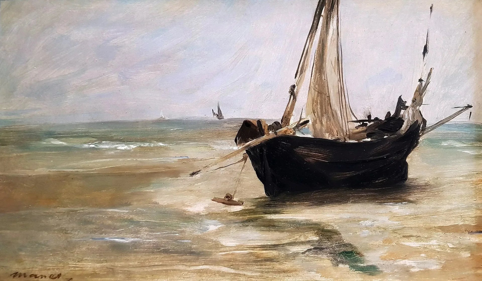 Le bateau noir à Berck - Édouard Manet image 1 reproduction d’œuvre d’art à l’huile