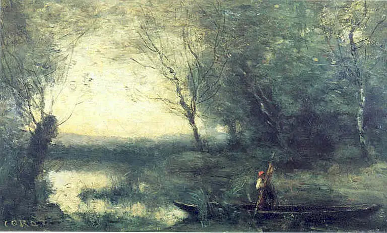 Der Bootsmann, am Abend - Jean-Baptiste Camille Corot