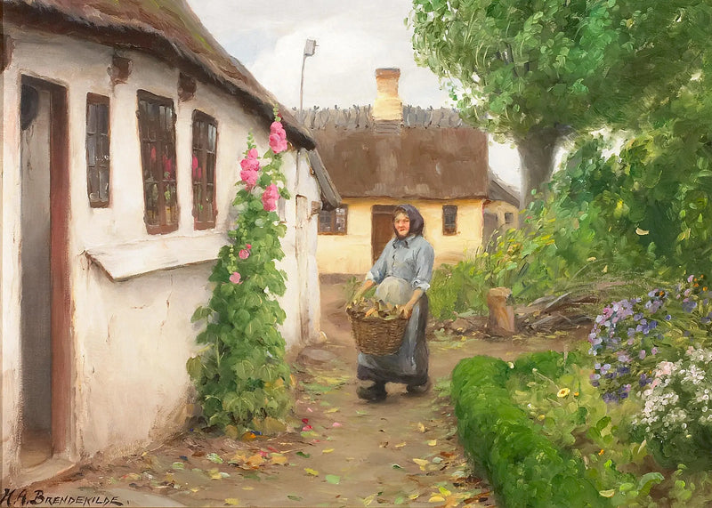 Der Brennholz wird bis zum Haus transportiert. - H. A. Brendekilde