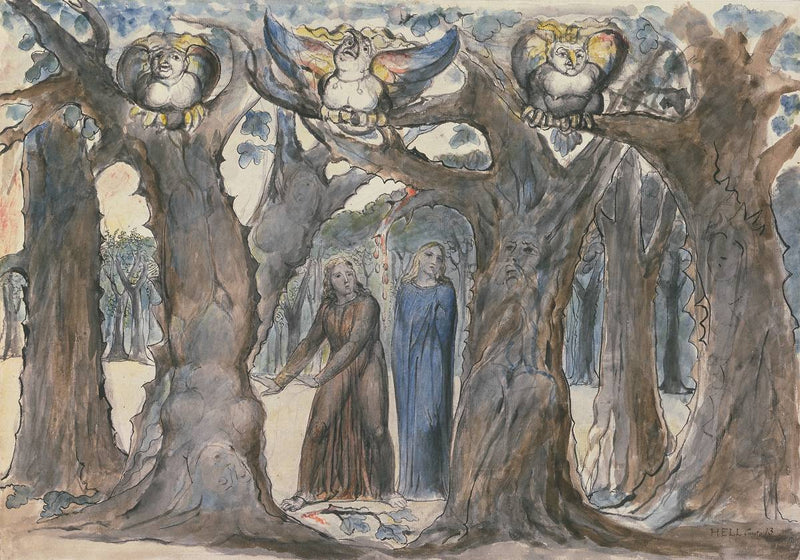 Der Holz der Selbstmörder: Die Harpyien und die Selbstmörder - William Blake
