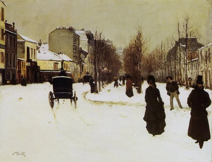 Der Boulevard de Clichy bei Schneetreiben - Norbert Gœneutte