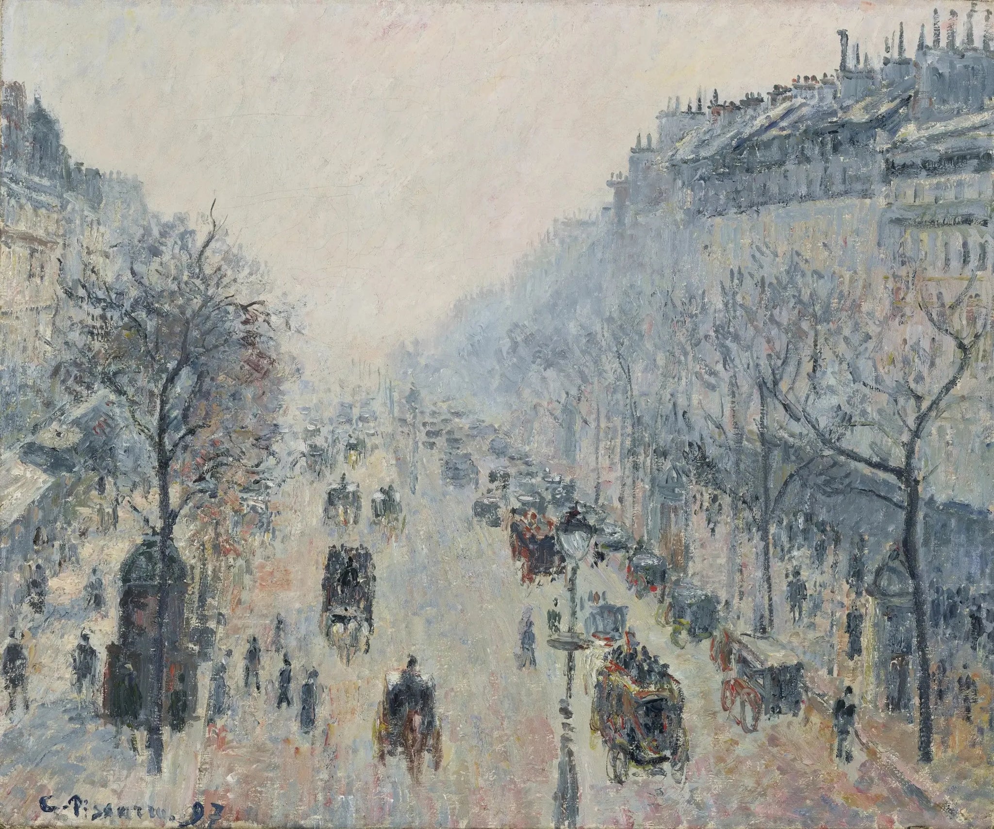 Le Boulevard Montmartre, brume du matin - Camille Pissarro image 1 reproduction de peinture à l’huile