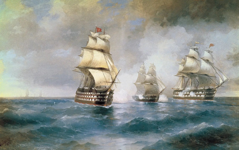 Der Brick „Mercure“ angegriffen von zwei türkischen Schiffen - Ivan Aïvazovski