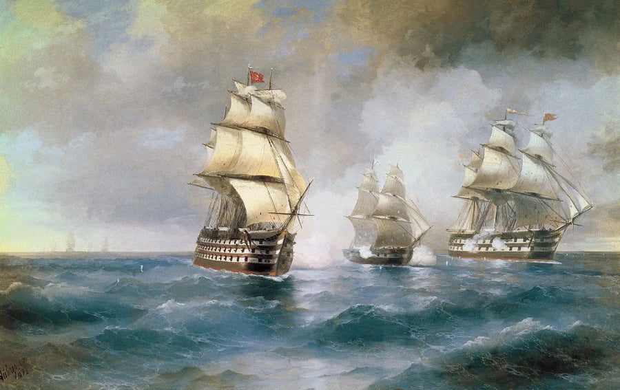 Der Brick „Mercure“ angegriffen von zwei türkischen Schiffen - Ivan Aïvazovski