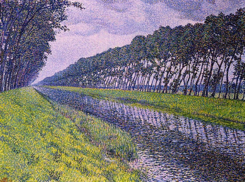 Der Kanal in Flandern bei trübem Wetter - Théo van Rysselberghe